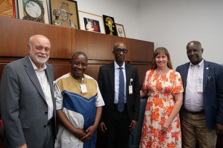 Ernest Munyemana, MD, Christian Mukesi Mutoni, MD and Geoffrey Serwada Ngiruwonsanga with Mindi Guptill, MD and Richard Hart, MD, DrPH.