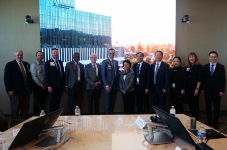 Sir Run Run Shaw and Loma Linda University Health leadership posing together 