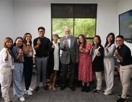 AUP students pictured with Dr. Richard Hart, President of Loma Linda University, and Bing Frazier, IPDP Manager